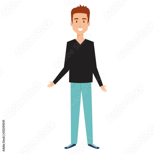 young man avatar character vector illustration design