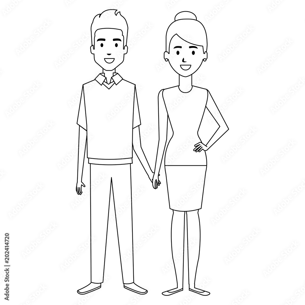 young couple avatars characters vector illustration design young couple avatars characters vector illustration design