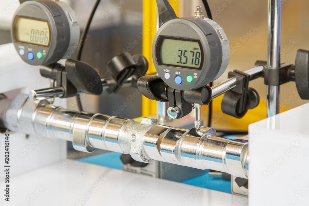 Shaft of measuring tool with dial gauge of engineering Shaft of measuring tool with dial gauge of engineering