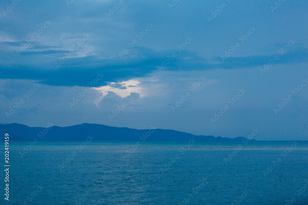 Evening blue seascape.