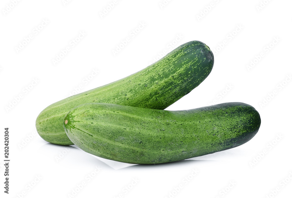two whole cucumbers isolated on white background two whole cucumbers isolated on white background
