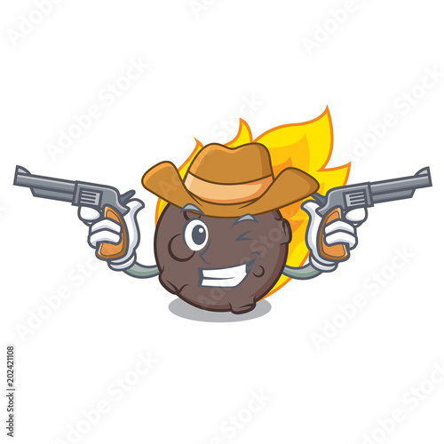 Cowboy meteorite character cartoon style