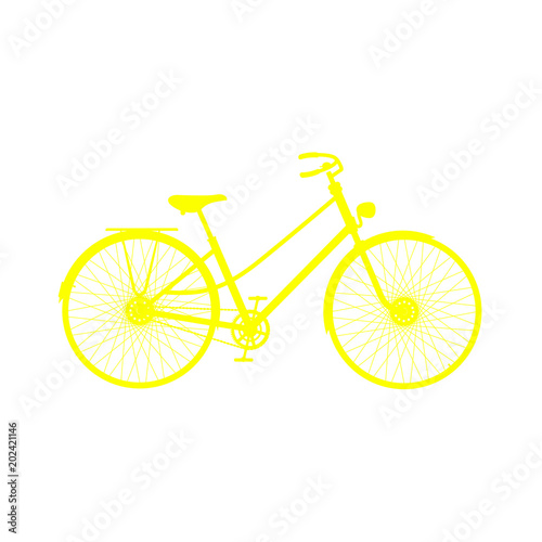 Yellow silhouette of retro bicycle