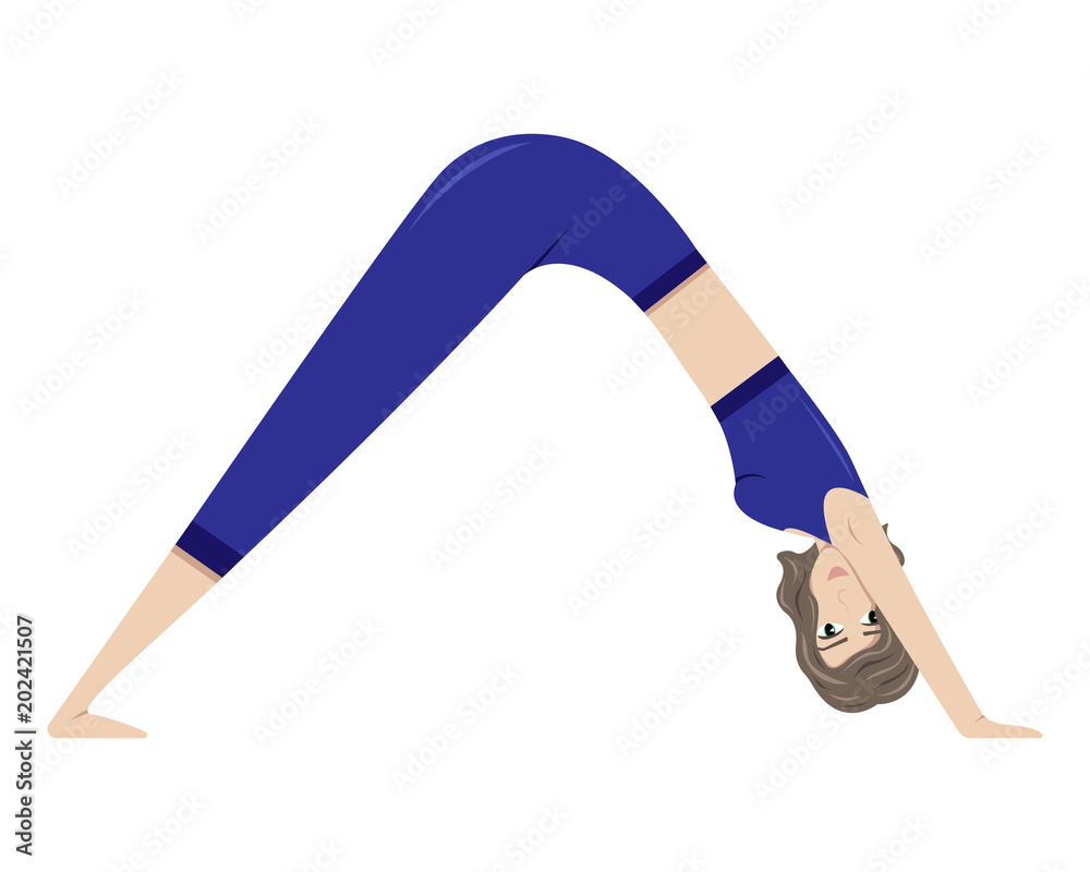The girl practicing yoga. Adho Mukha Shavasana (Downward Facing Dog) The girl practicing yoga. Adho Mukha Shavasana (Downward Facing Dog)