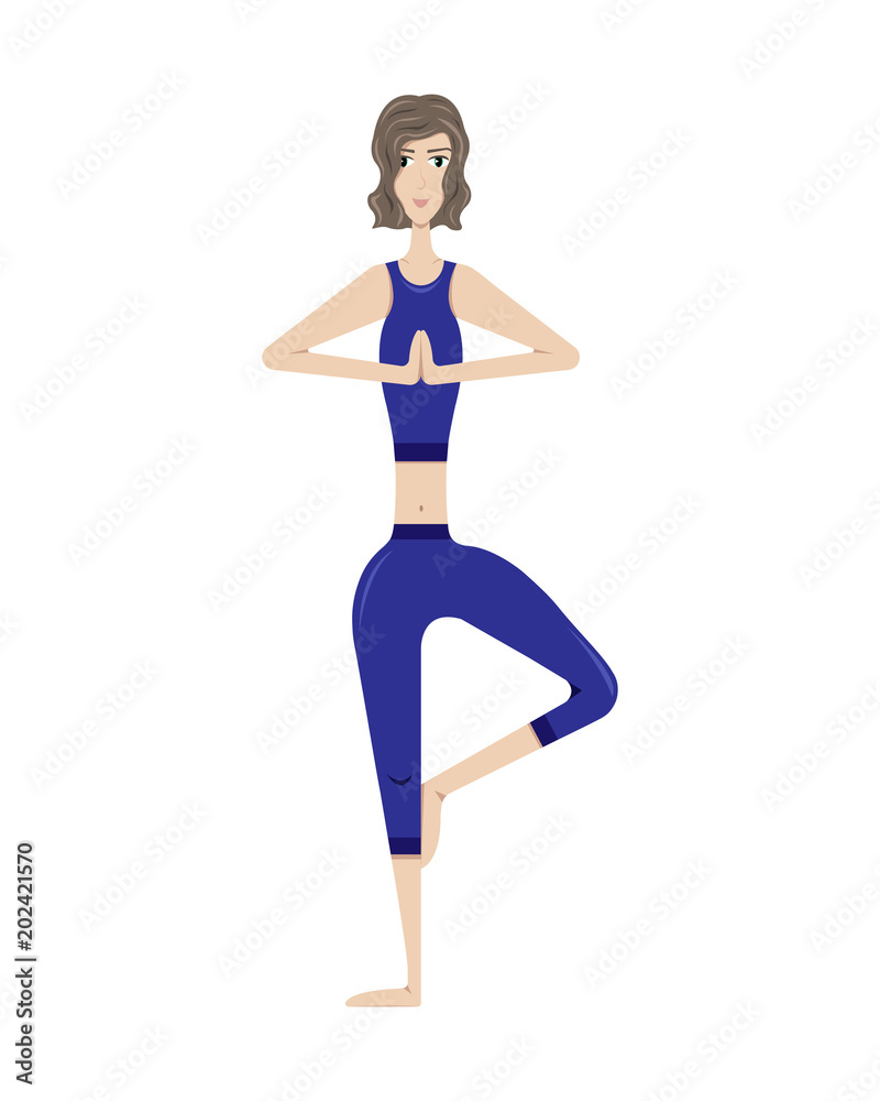 The girl practicing yoga. Vrishasana (Tree Pose). The girl practicing yoga. Vrishasana (Tree Pose).