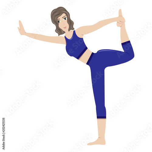 The girl practicing yoga. Natarajasana (Lord of the Dance Pose)