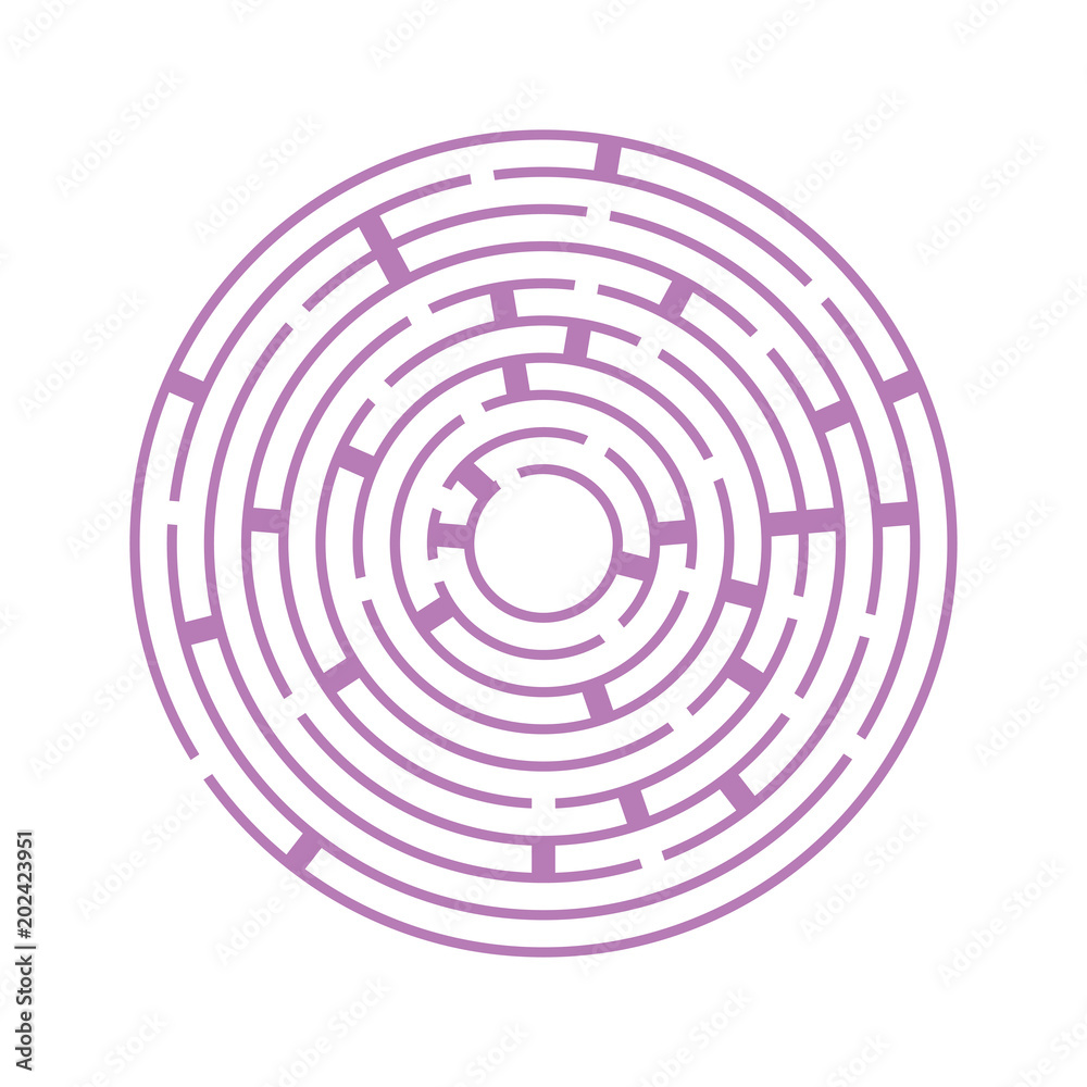 Abstract round maze. An educational game for children and adults. Simple flat vector illustration isolated on white background. Abstract round maze. An educational game for children and adults. Simple flat vector illustration isolated on white background.