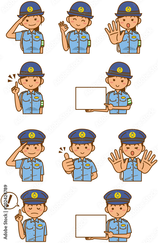 警察官と婦人警官のイメージイラストセット Stock Vector Adobe Stock