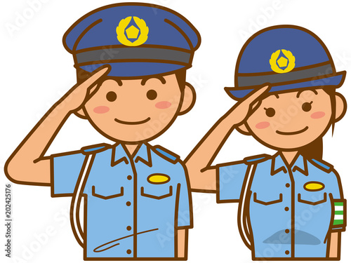 警察官と婦人警官のイメージイラスト