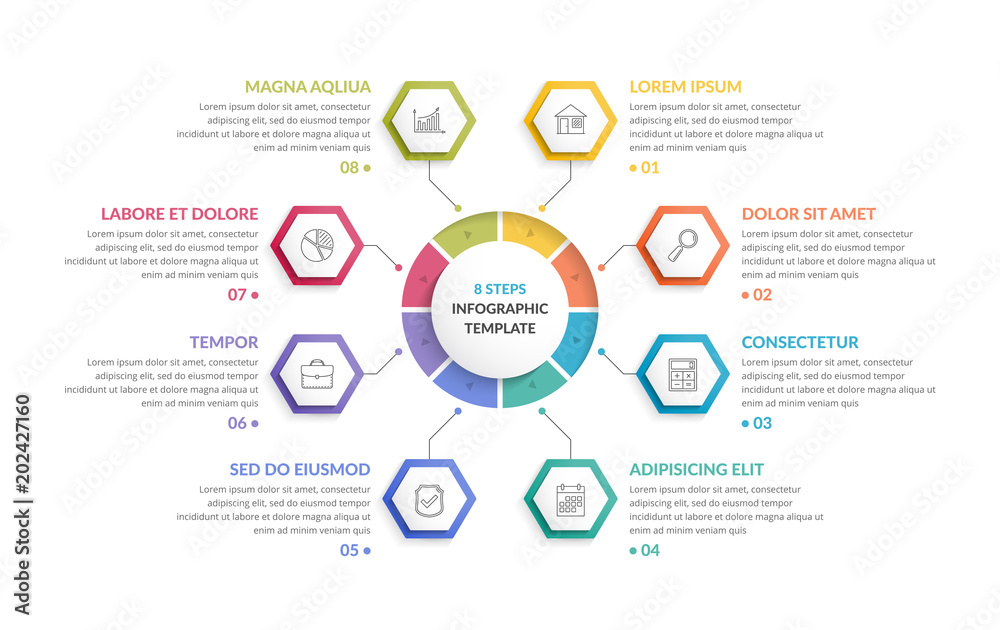 Circle Infographics with Hexagons Circle Infographics with Hexagons