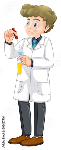 Young Chemist on White Background