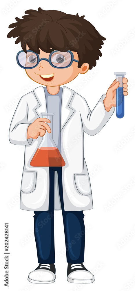 A Chemist Holding Beaker and Test Tube