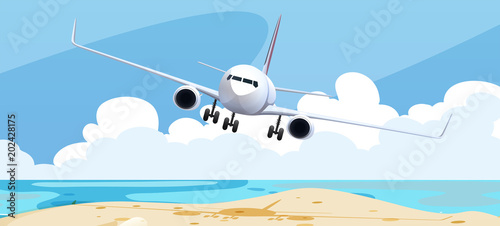 Background scene with airplane flying