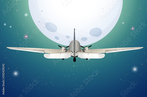 An Airplane Flying to the Moon