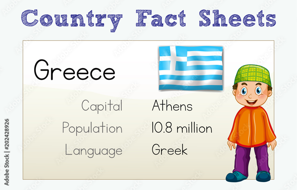 Greece Country Fact Sheet with Character Greece Country Fact Sheet with Character