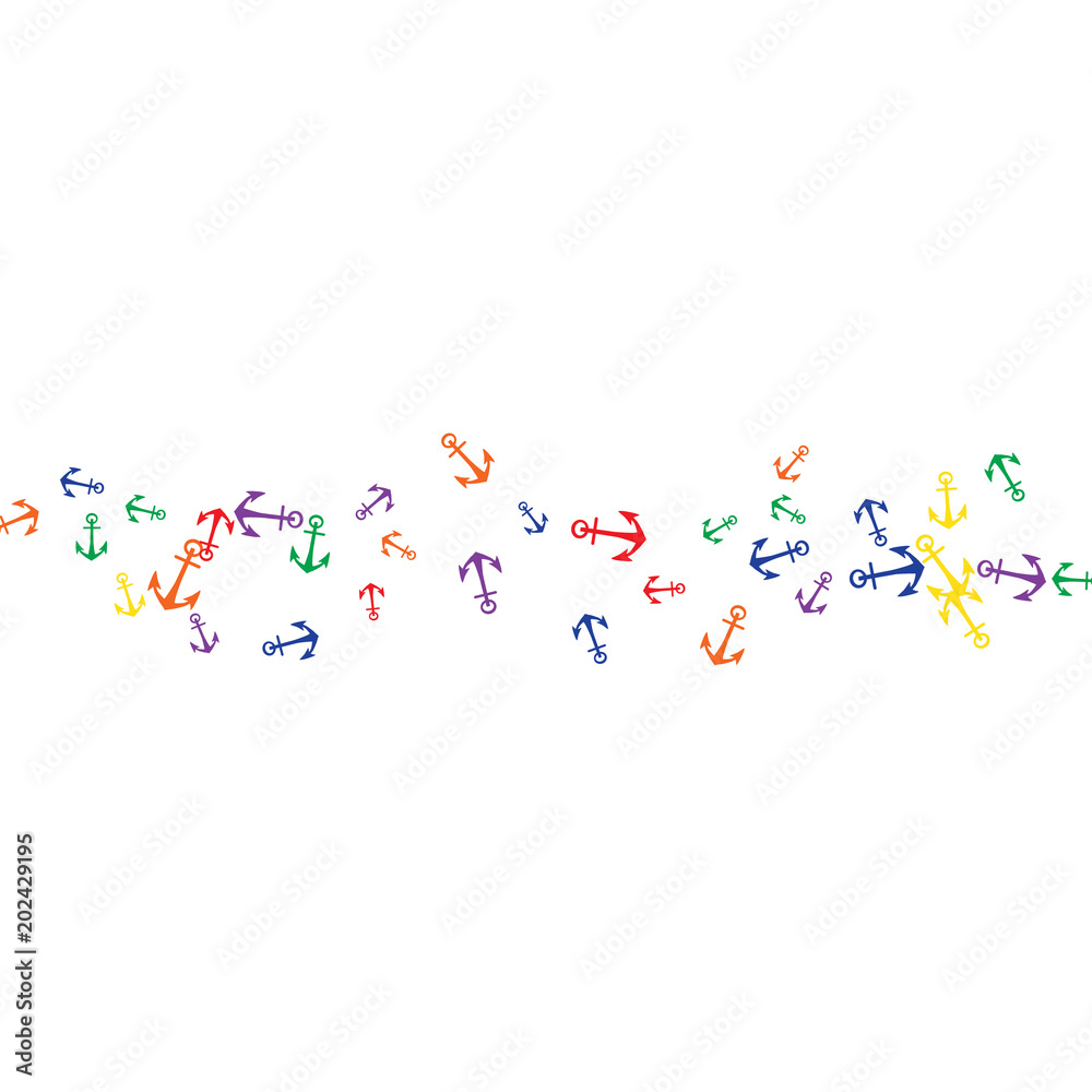 Pretty summer background with anchors. Anchor In Cartoon Free Style. Pattern Art Illustration Vector