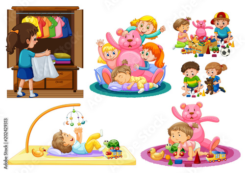 Cute Kids Playing at House © GraphicsRF