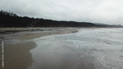 Beach shore reverse footage drone