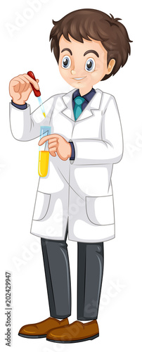 Scientist Holding Test Tube on White Background