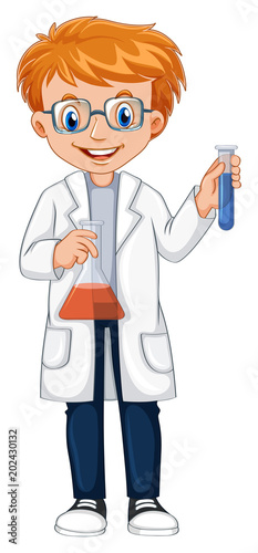 A Scientist Holding Beaker and Test Tube