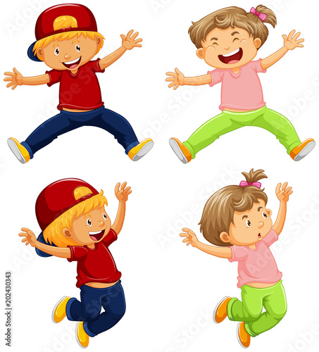 Happy Boys on White Background