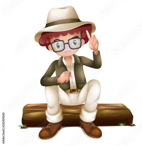 Hiking Boy on White Background