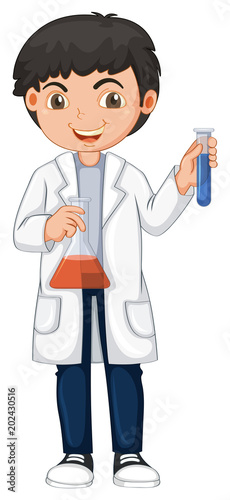 Young Chemist on White Background