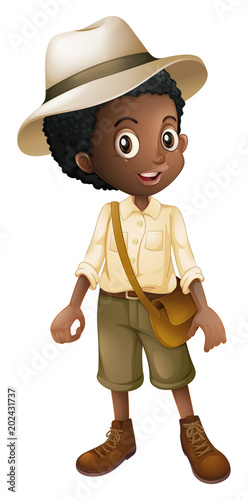 Young Safari Boy on White Background