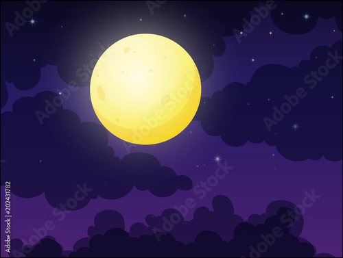 Full Moon on Cloudy Sky