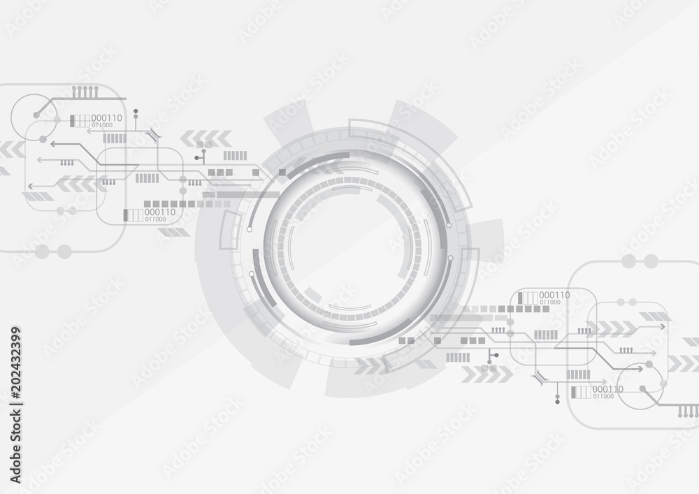 Grey Circle Circuit Technology Background