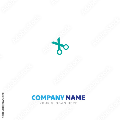 Comb and scissors for hair company logo design