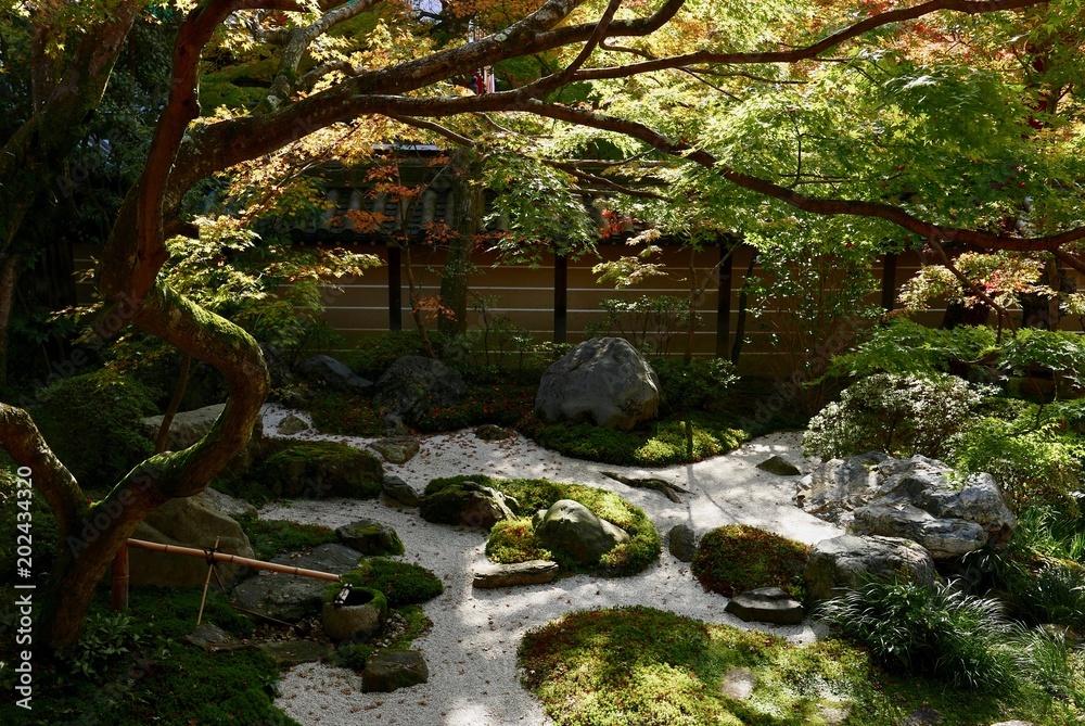 Japanese garden with rocks and stones in Kyoto Japanese garden with rocks and stones in Kyoto