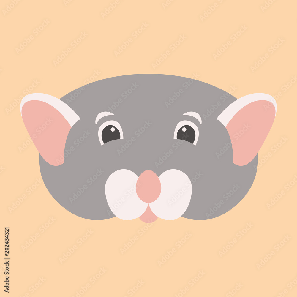 mouse face head vector illustration flat style front mouse face head vector illustration flat style front