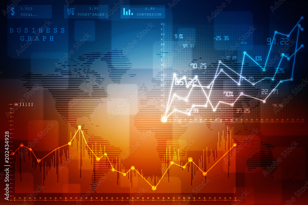 2d rendering Stock market online business concept. business Graph 2d rendering Stock market online business concept. business Graph