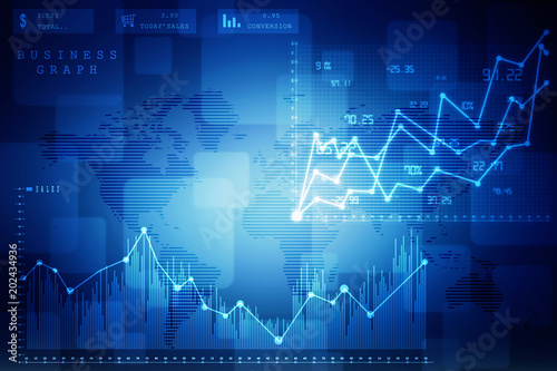 2d rendering Stock market online business concept. business Graph 