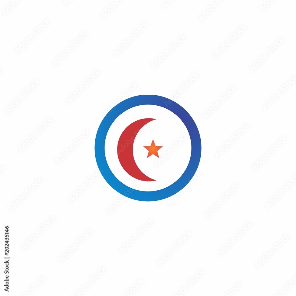 star and moon icon for islamic logo