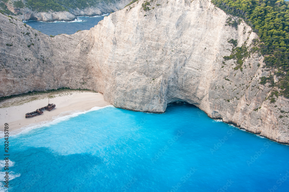 Obraz premium Shipwreck panorama cliff in Zakynthos Greece