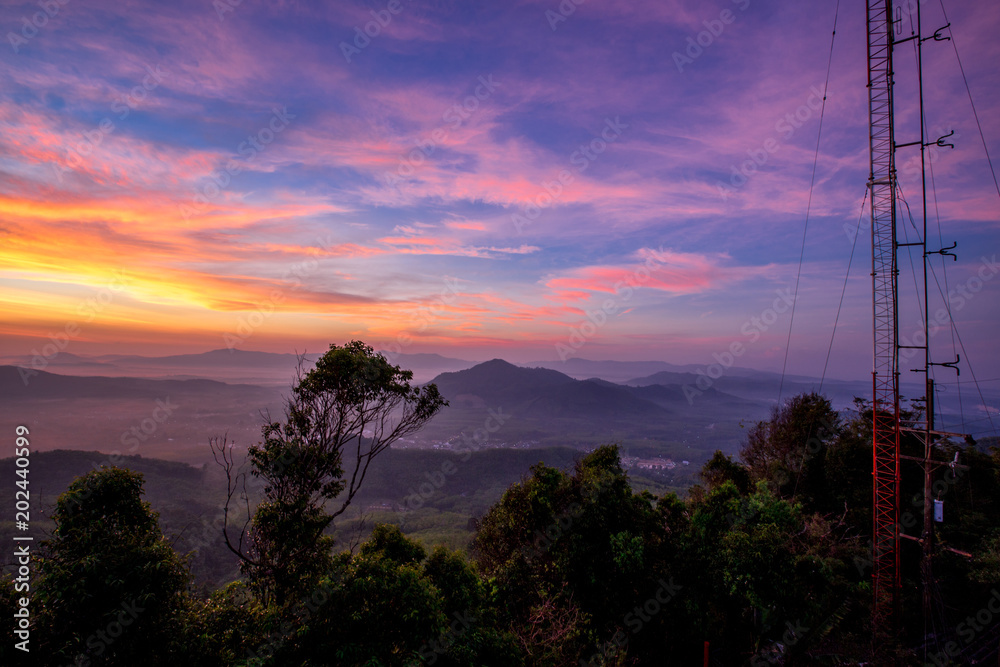 Morning light (colorful morning in the mountains, Khao Kho Hong) Hat Yai District, Songkhla, Thailand