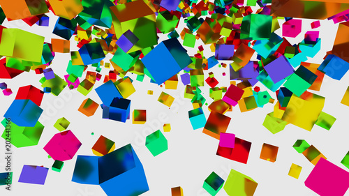 Falling colourful cubes