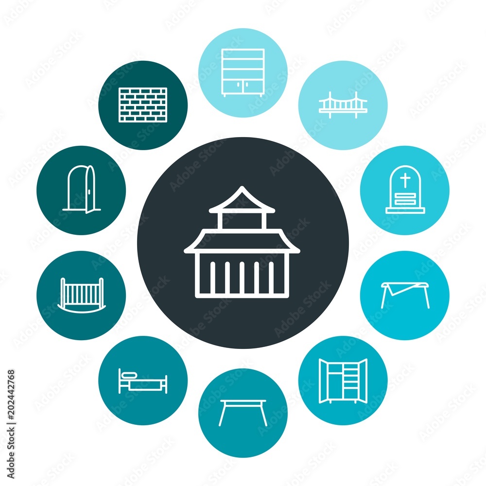 Φωτογραφία buildings, furniture Infographic Colorful outline Icons Set