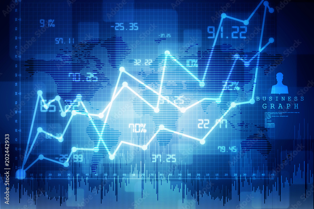 2d rendering Stock market online business concept. business Graph 2d rendering Stock market online business concept. business Graph