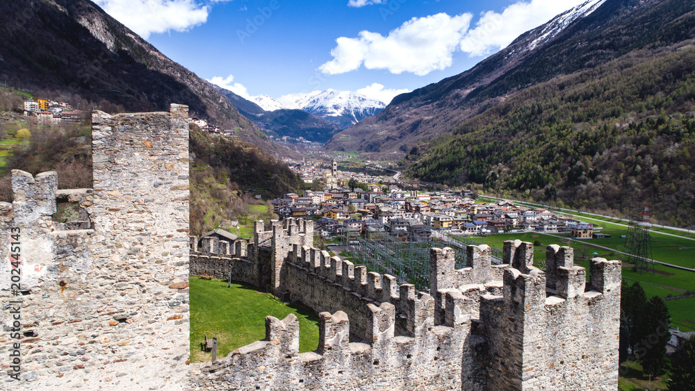 Valtellina, panoramic view from a castle of Grosio. Province of Sondrio 