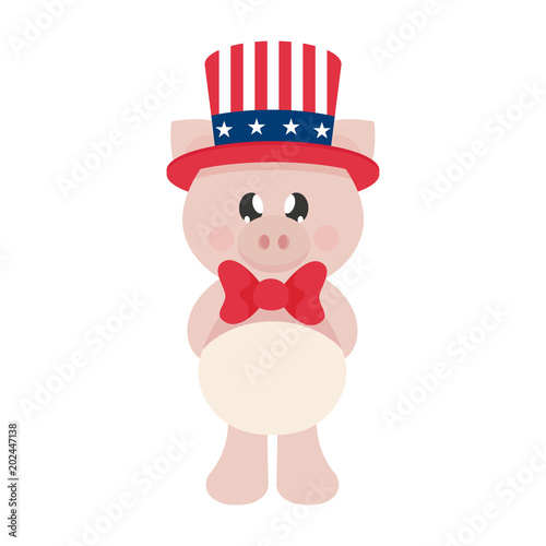 4 july cartoon cute pig in hat © julia_january