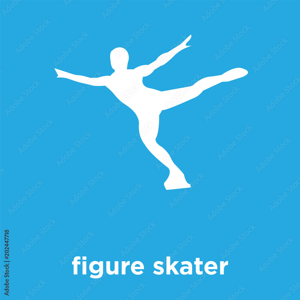 figure skater icon isolated on blue background