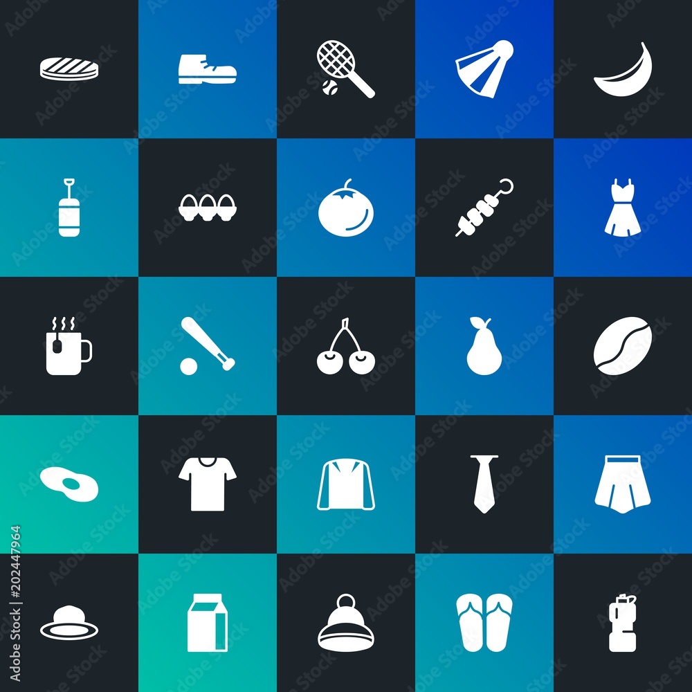 Modern Simple Set of food, clothes, sports, drinks Vector fill Icons. Contains such Icons as closeup, team, banana, warm and more on dark and gradient background. Fully Editable. Pixel Perfect. Modern Simple Set of food, clothes, sports, drinks Vector fill Icons. Contains such Icons as closeup, team, banana, warm and more on dark and gradient background. Fully Editable. Pixel Perfect.
