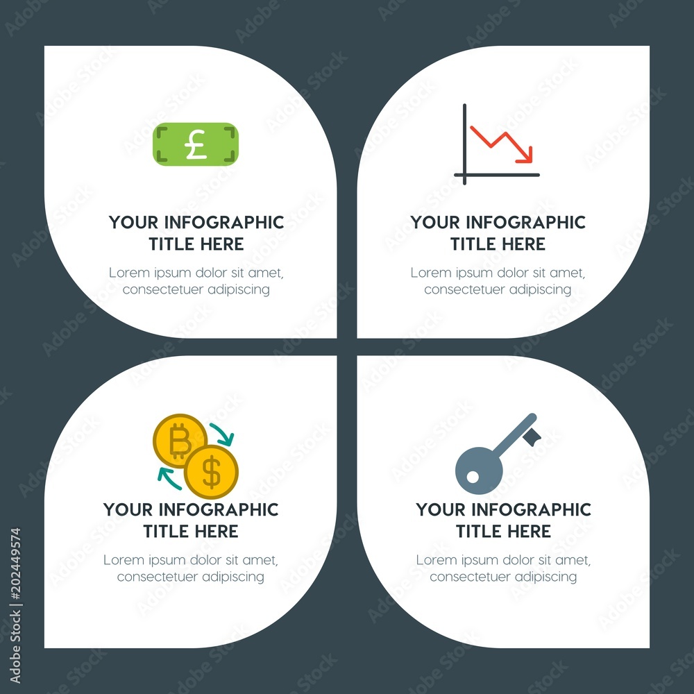 Obraz na plátně flat business, money, charts infographic timeline template with floral shape for
