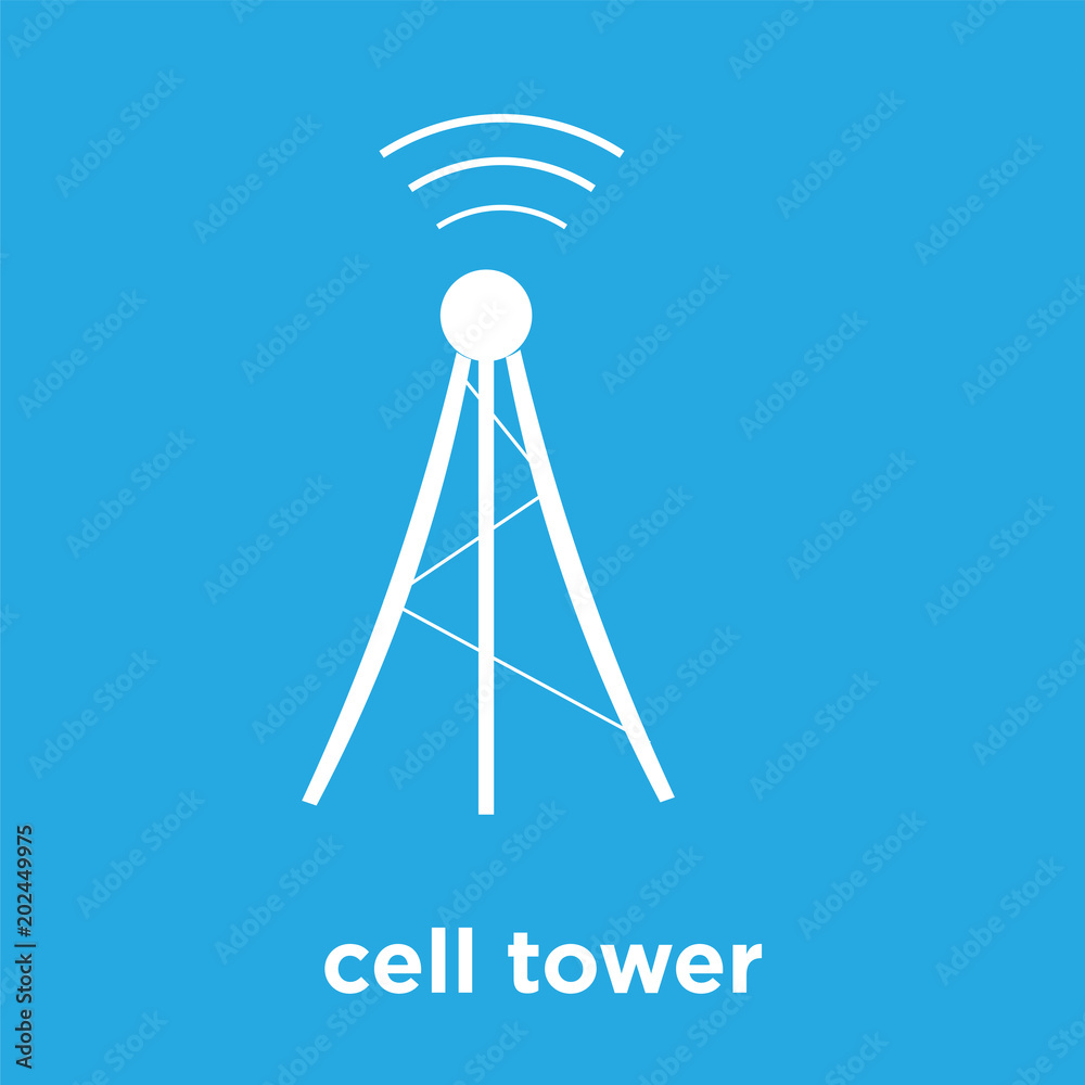 cell tower icon isolated on blue background cell tower icon isolated on blue background
