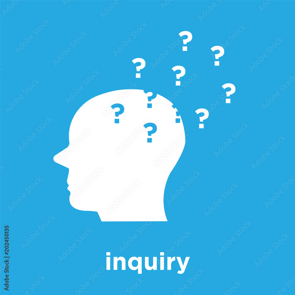 inquiry icon isolated on blue background inquiry icon isolated on blue background