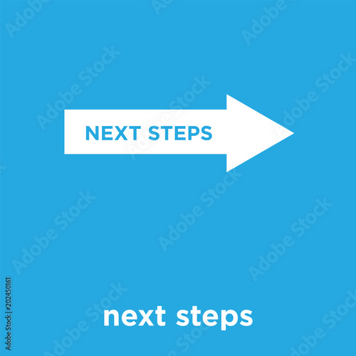 next steps icon isolated on blue background