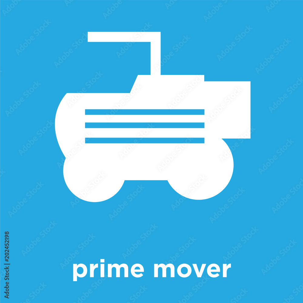 prime mover icon isolated on blue background prime mover icon isolated on blue background